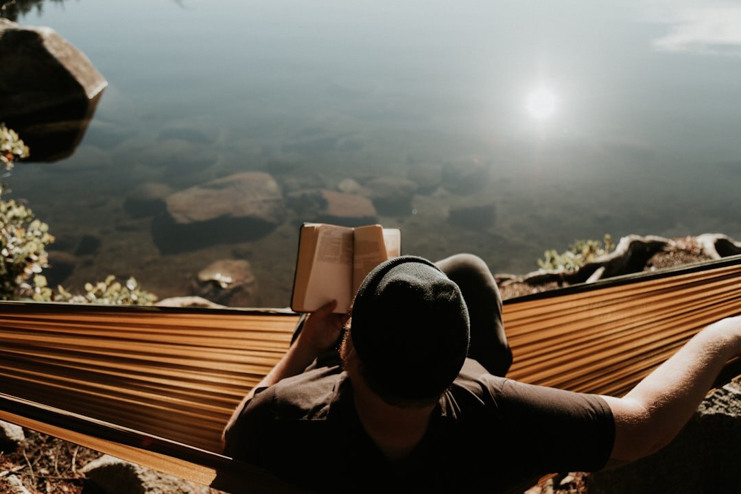 person relaxing in nature